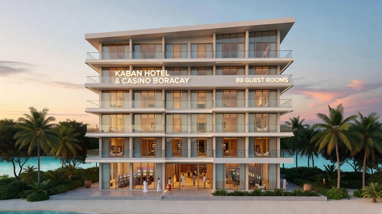 Interior rendering of the gaming floor at Kaban Hotel and Casino Boracay showing table games and slot areas
